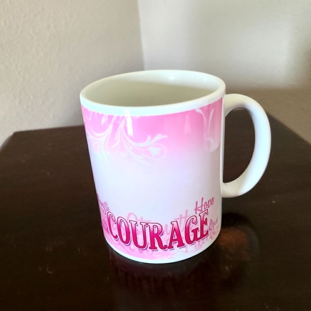 Breast Cancer Survivor Mug, Pink & White - Picture 2 of 3